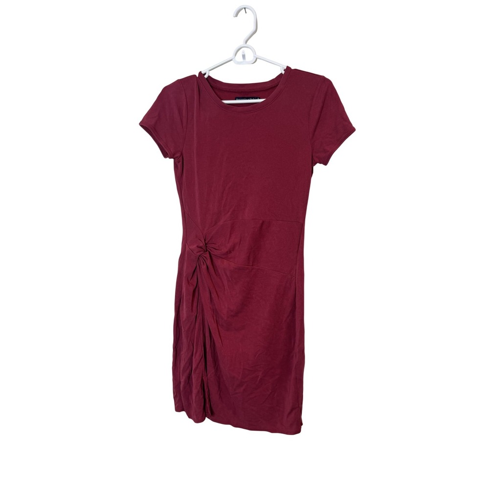 Abercrombie & Fitch Dress Womens Small Red Ruched T-Shirt Mini Casual Jersey